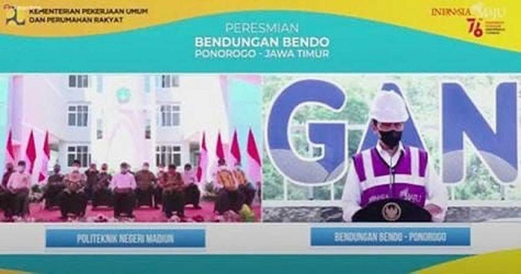 Presiden Jokowi meresmikan keempat gedung baru Politeknik Negeri dari Bendungan Bendo. (ist) - Presiden Jokowi Resmikan Gedung Baru Jurusan Teknik Mesin dan Pascasarjana Polinema