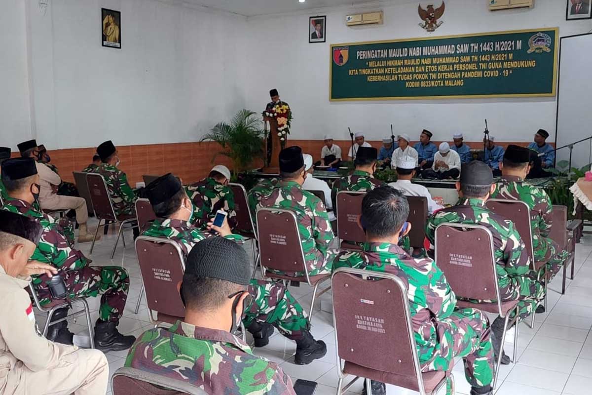 Peringatan Maulid Nabi Muhammad SAW 1443 H/2021 M di Makodim 0833. (ist) - Tingkatkan Keimanan Prajurit, Kodim 0833 Gelar Maulid Nabi Muhammad SAW