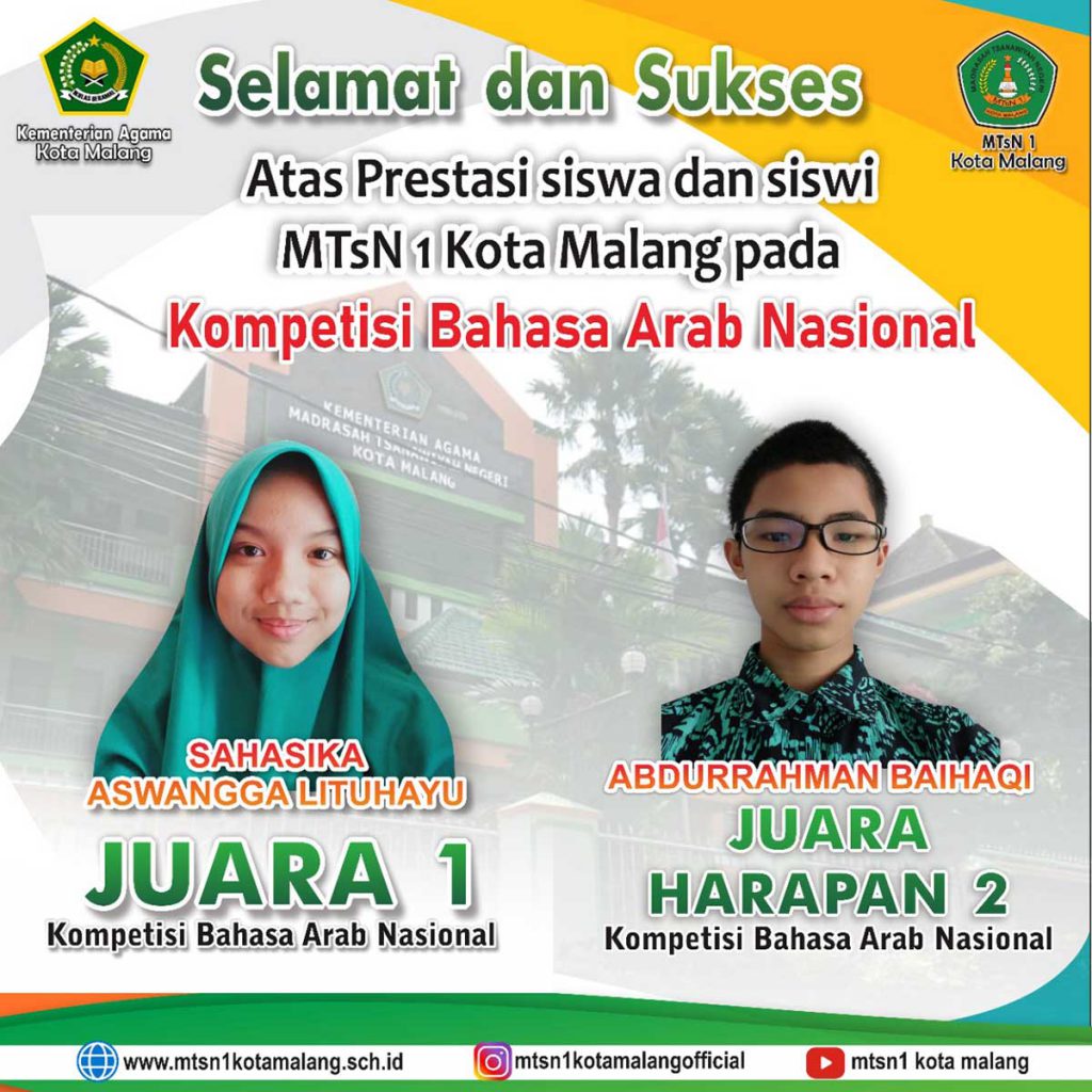 Siswa-siswi MTsN 1 Kota Malang peraih juara 1 dan harapan 4 dalam ajang Kompetisi Bahasa Arab Nasional 2021. (ist) - Kado Sumpah Pemuda, MTsN 1 Kota Malang Tambah Pundi-pundi Prestasi