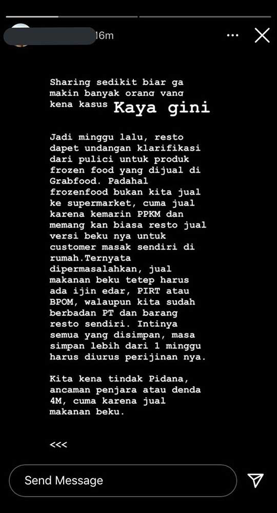 BPOM Jelaskan Tak Semua Frozen Food Harus Punya Izin Edar 1 Unggahan warganet tentang izin frozen food. (ist) - BPOM Jelaskan Tak Semua Frozen Food Harus Punya Izin Edar