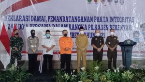 Bupati Jember Hendy Siswanto saat Deklarasi Damai Pilkades 2021. (ist) - Ciptakan Pilkades Damai, Pemkab Jember Gelar Deklarasi dan Penandatanganan Pakta Integritas