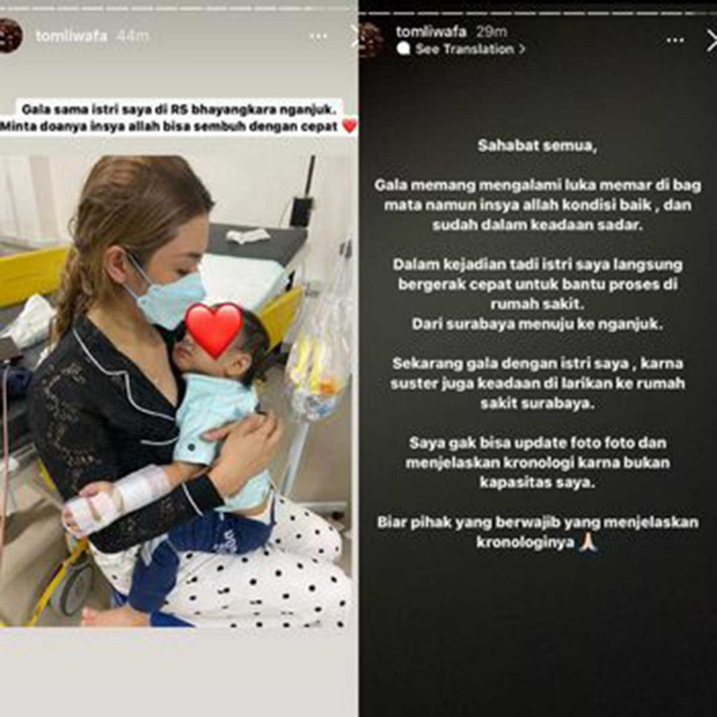 Unggahan Tom Liwafa terkait anak Vanessa. (ist) - Anak Vanessa Angel Selamat, Namun Alami Memar di Wajah