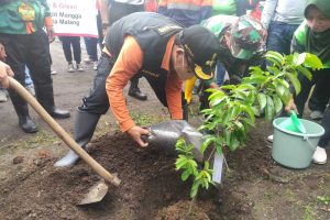 Walikota Malang menanam salah satu pohon. (rhd) - Walikota Pimpin GASS, Apresiasi Alfamart Bantu Pohon