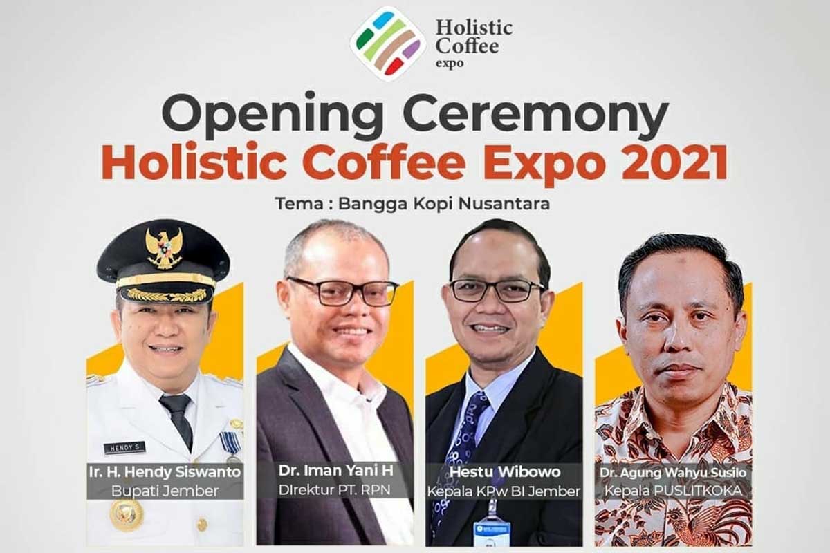 Pamlet Bupati Hendy Siswanto dalam acara Grand Opening Holistic Coffee Expo (HCE) 2021. (ist) - Kopi Hasil Perkebunan Kabupaten Jember Siap Go Internasional