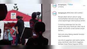 Syuting sinetron TMTM di pengungsian semeru. (ist) - Warga Emosi Lokasi Bencana Gunung Semeru Jadi Tempat Syuting Sinetron