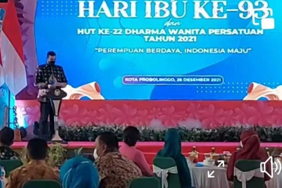 Wali Kota Habib Hadi Zainal Abidin menyampaikan pidato sambutan. (ist) - Kota Probolinggo Jadi Tuan Rumah Peringatan Hari Ibu