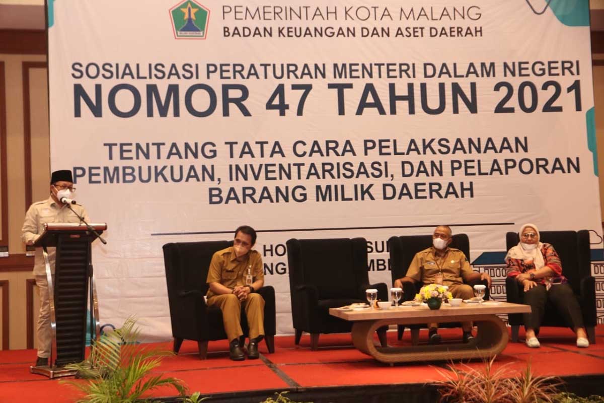 Wali Kota Malang Sutiaji menjelaskan Permendagri. (ist) - Pemkot Malang Sosialisasi Permendagri No 47/2021 Tertib Penatausahaan BMD