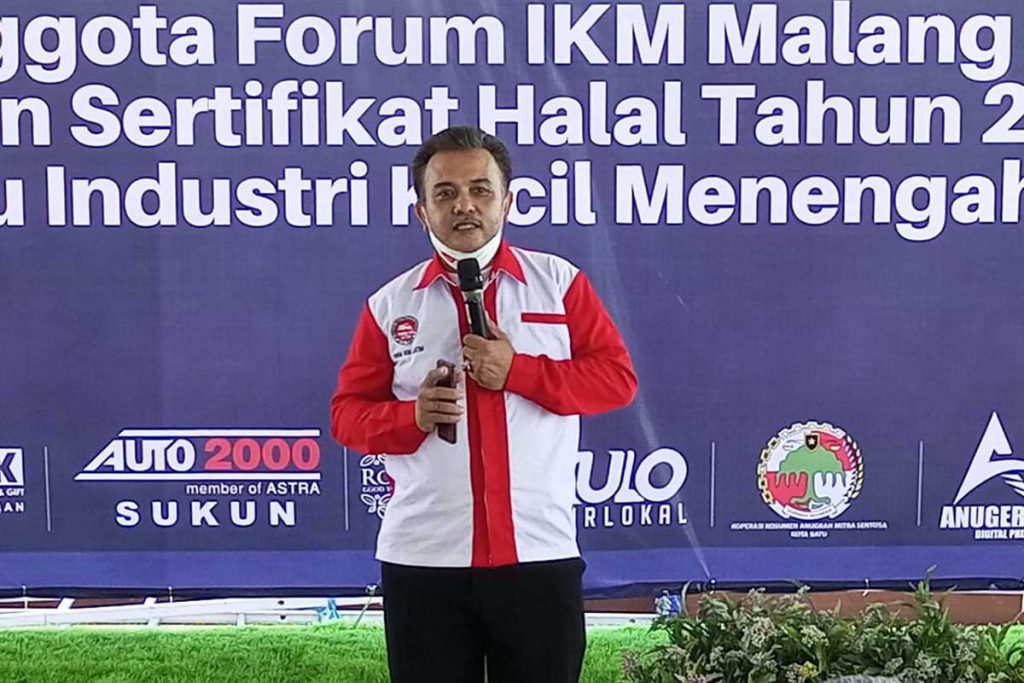 Ketua Forum IKM Jawa Timur, M. Oskar. (ws3) - Puluhan Industri Kecil Menengah se-Malang Raya Terima Sertifkat Halal di Batu