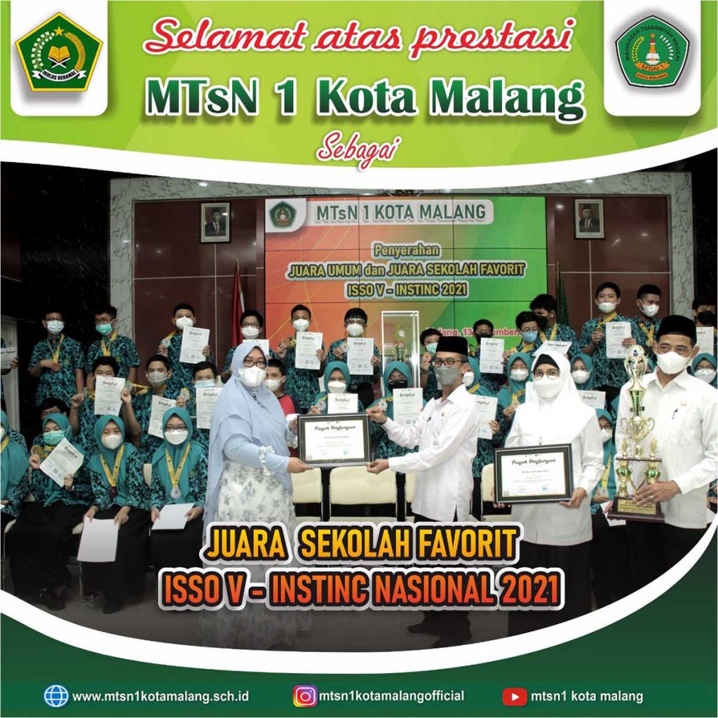 Mengantarkan MTsN 1 Kota Malang sebagai Juara Sekolah Favorit. (ist) - 866 Prestasi Buah Kerja Keras Sivitas MTsN 1 Kota Malang