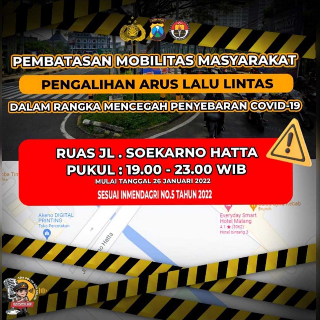Pengalihan arus lalu lintas di ruas Jalan Soekarno Hatta, Kota Malang. (ist) - Arus Lalu Lintas Dialihkan, Sutiaji: Tak Ada Penyekatan, Ini Peringatan