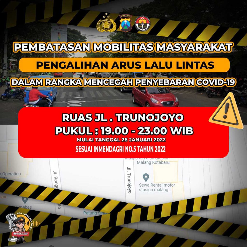 Pengalihan arus lalu lintas di ruas Jalan Trunojoyo, Kota Malang. (ist) - Arus Lalu Lintas Dialihkan, Sutiaji: Tak Ada Penyekatan, Ini Peringatan