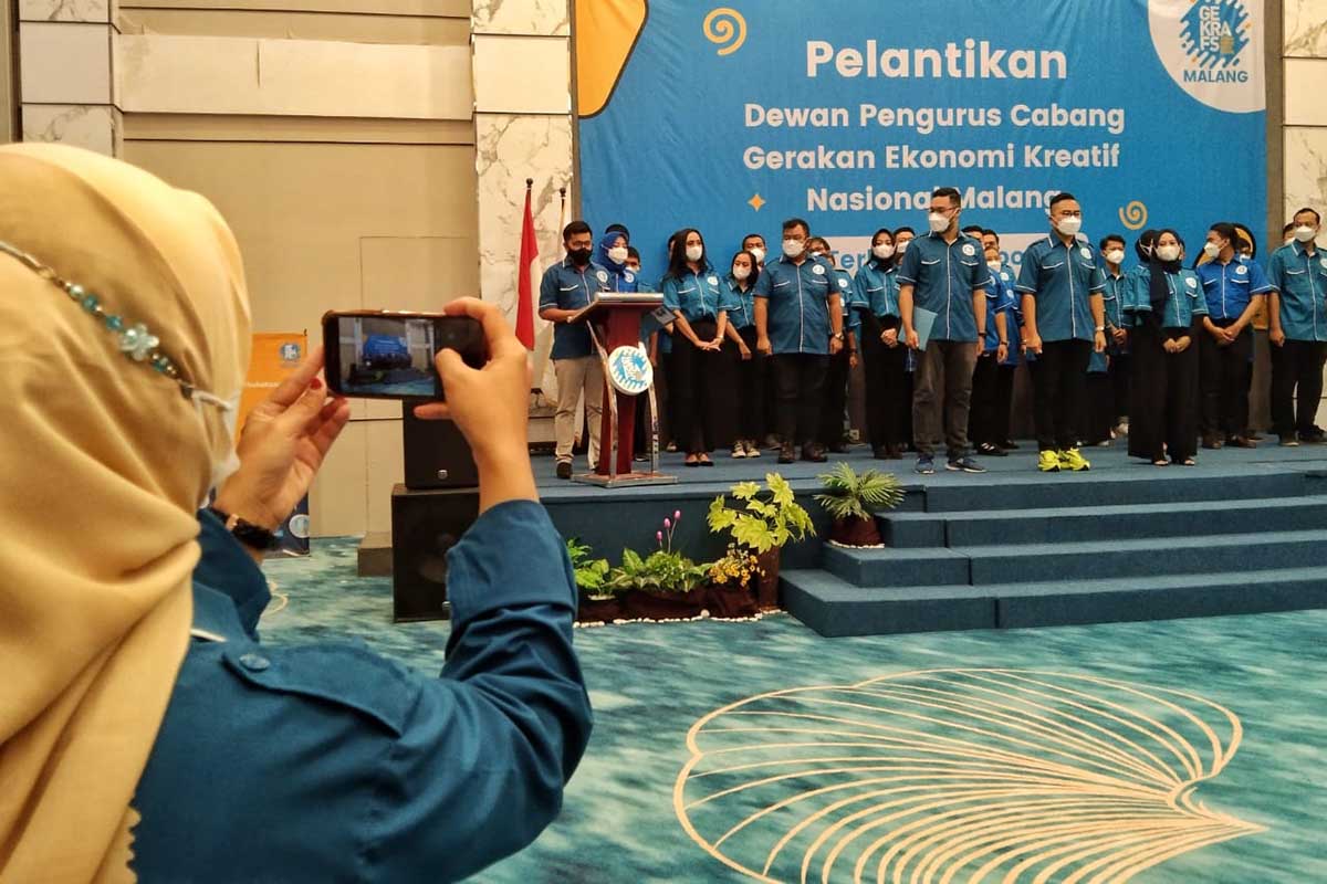 Suasana Pelantikan DPC Gekraf Kota Malang digelar secara terbatas. (jaz) - Gekrafs Kota Malang Dilantik, Siap Berkolaborasi Pelaku Ekraf