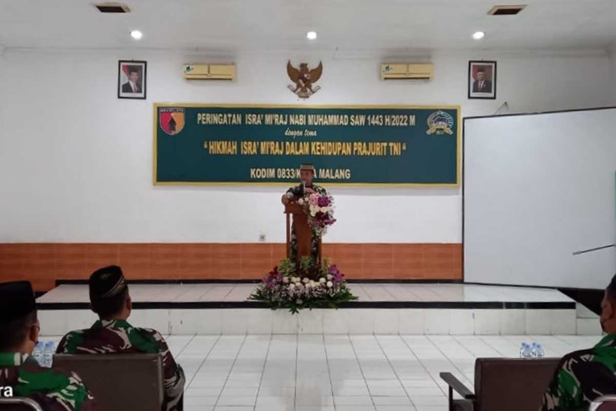 Dandim 0833/Kota Malang, Letkol Kav. Heru Wibowo Sofa SH ingatkan salat lima waktu. (ist) - Peringati Isra' Mi'raj Nabi Muhammad SAW, Dandim 0883 Ingatkan Salat Lima Waktu