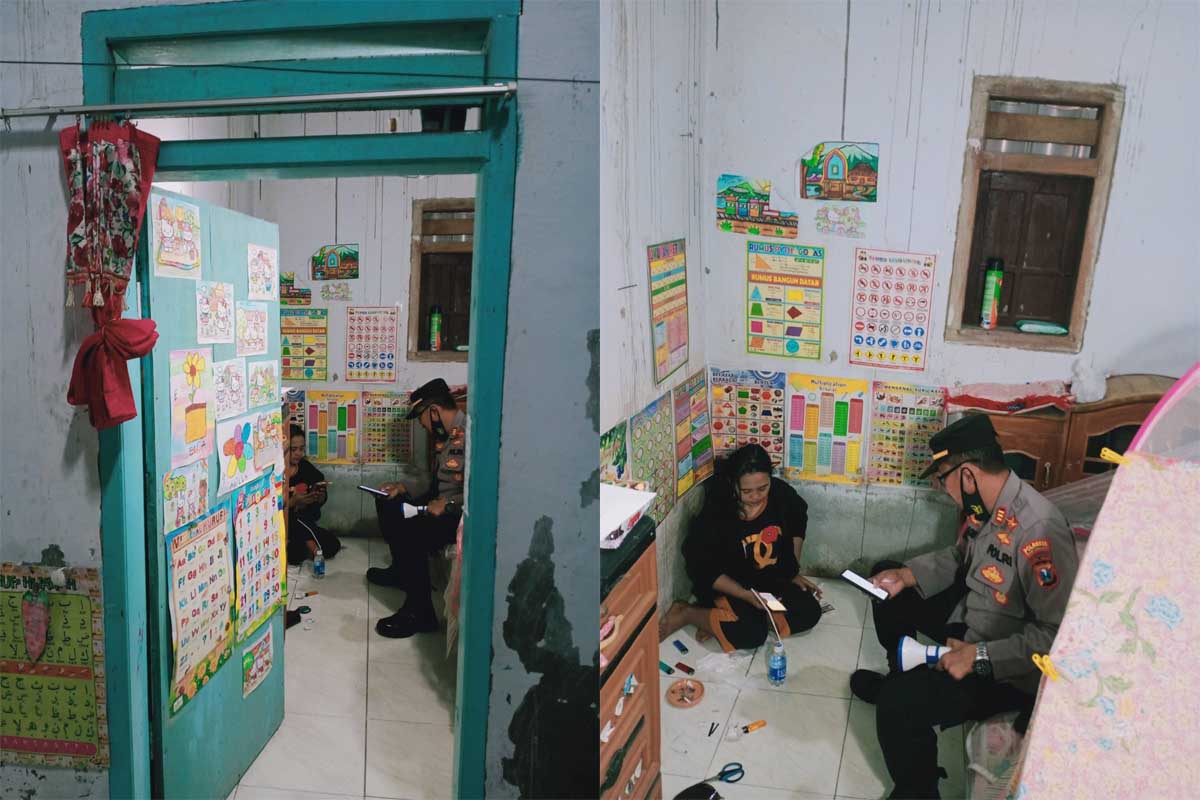 Kapolsek Glenmore, AKP Basori Alwi ketika mengamankan pemakai narkoba jenis sabu di rumah pelaku, Dusun Wadungpal, RT 03 RW 01, Desa Tulungrejo, Minggu (27/2/2022). (ist) - Polsek Glenmore Gelandang Budak Sabu Asal Banjarmasin