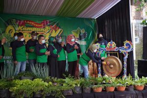 Wali Kota Batu Dewanti Rumpoko, meresmikan Kampung Organik RW 2 Mojorejo. (ist) - Wali Kota Batu Launching Kampung Organik RW 2 Desa Mojorejo