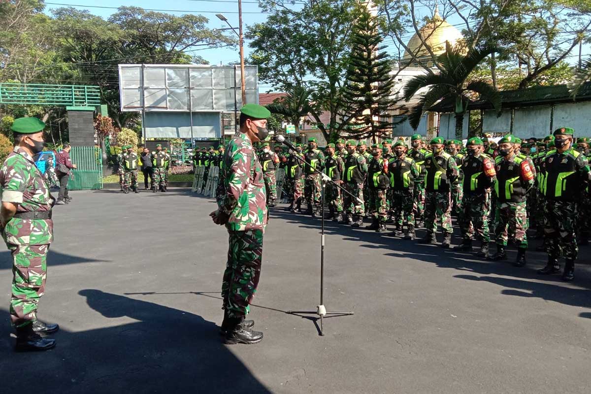 Apel gelar pasukan Kodim 0833/Kota Malang. (ist) - Antisipasi Perkembangan Situasi di Wilayah Kota Malang, Kodim 0833 Gelar Apel Pasukan