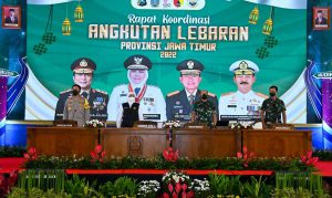 Pangdam V/Brawijaya Bersama Forkopimda Jatim Gelar Rakor Angkutan Lebaran Tahun 2022