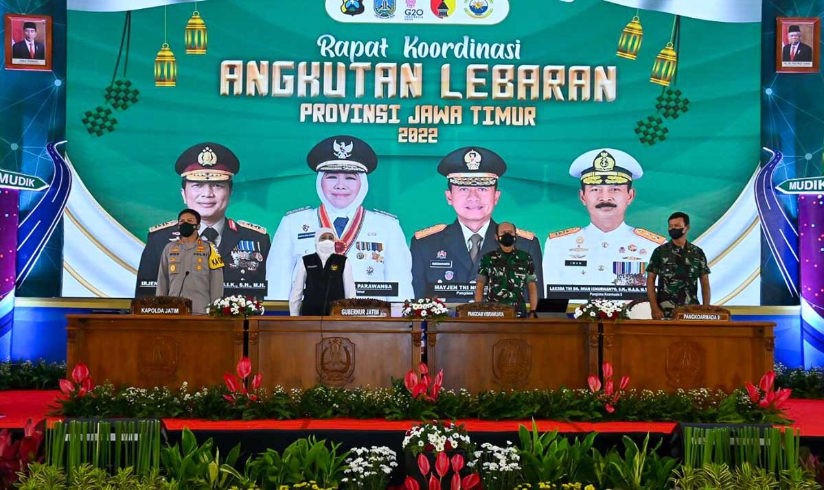 Pangdam V/Brawijaya Bersama Forkopimda Jatim Gelar Rakor Angkutan Lebaran Tahun 2022