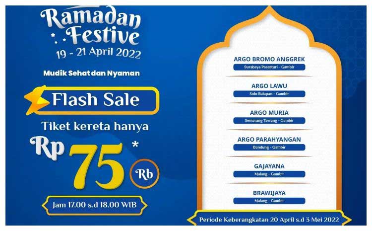 Promo tiket kereta api 2022. (ist) - Simak Daftar Diskon Tiket Kereta Api Hingga 60 Persen dan Flash Sale Rp75 Ribu
