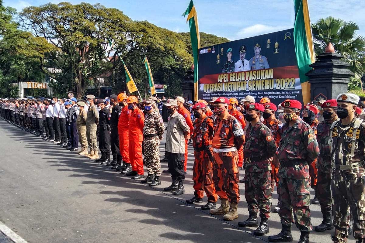 Ratusan tim gabungan dari semua unsur di Kota Malang ikut mengamankan Mudik 2022. (jaz) - Buher Berkomitmen Jaga Keamanan dari Penjarahan Rumah Saat Mudik