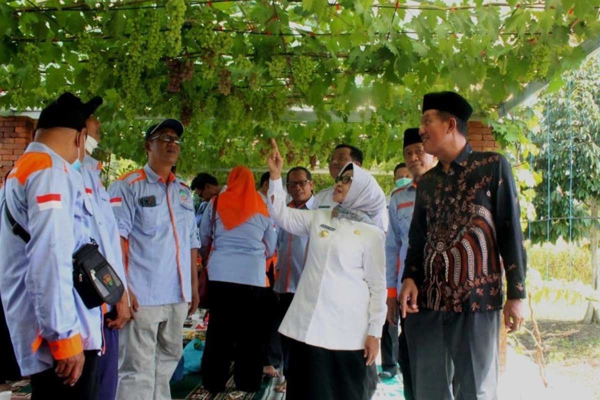 Bupati Mundjidah bertemu Keluarga Besar Dinas Pertanian Kabupaten Jombang di Kebun Durian Alpukat Anggur Desa Kedawong, Kecamatan Diwek, Kabupaten Jombang. (Memo X/wis) - Bupati: Pertanian adalah Program Unggulan Jombang