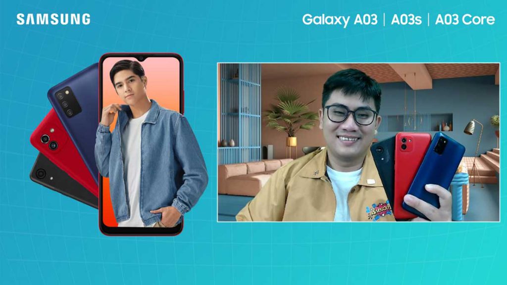 Ricky Bunardi, menunjukkan Samsung Galaxy A03 Series. (ist) - Smartphone Sejutaan Galaxy A03 Series Hadirkan Fitur-fitur Optimal Jaringan 4G