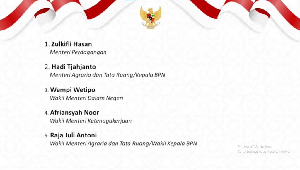 Daftar menteri-wakil menteri yang dilantik Rabu 15 Juni 2022.