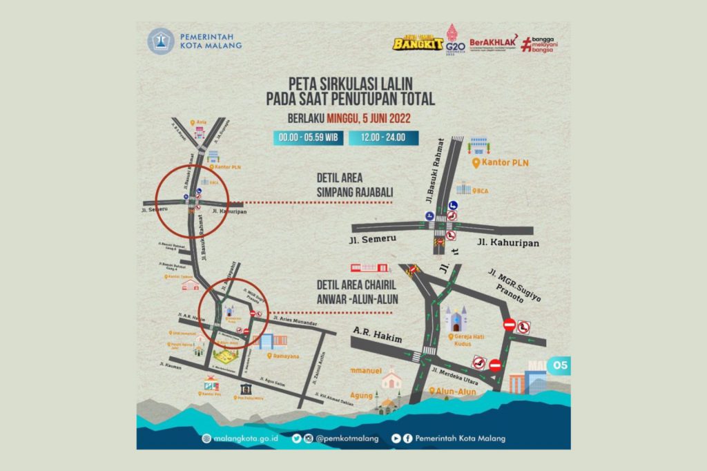 Peta sirkulasi lalin penutupan total Rise and Shine Kayutangan Heritage.
