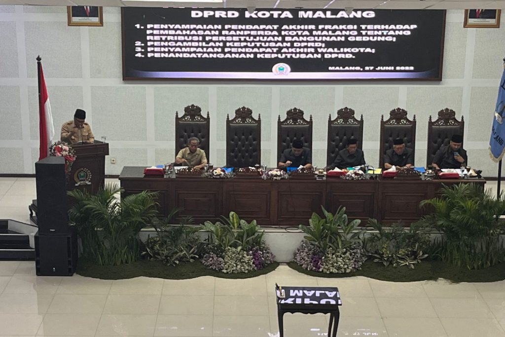 Wakil Wali Kota Malang, Sofyan Edi Jarwoko, saat menggantikan Wali Kota Malang dalam penyampaian akhir. (bim)