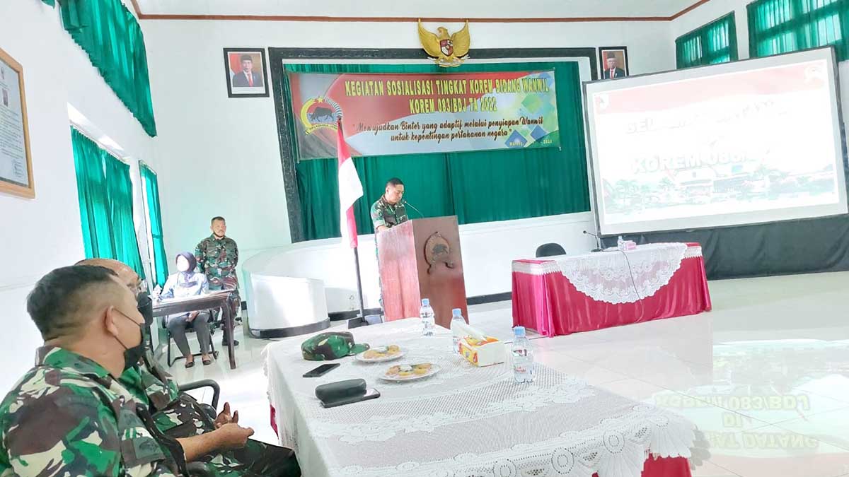 Korem 083/Baladhika Jaya Gelar Sosialisasi Bidang Wanwil Ta.2022