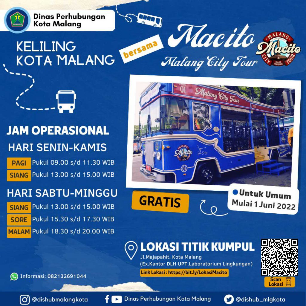 Tangkapan layar jadawal operasional bus Macito, Dinas Perhubungan Kota Malang. (bim) - Macito Kembali Beroperasi Keliling Gratis Kota Malang