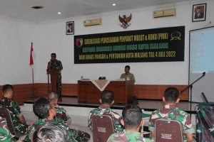 Kasdim 0833/Kota Malang, Mayor Arm Chaerul Effendy berharap, Babinsa mengerti dan mampu menyampaikan cara pencegahan PMK kepada masyarakat binaannya. (ist) - Edukasi Pencegahan PMK Bagi Babinsa Kodim 0833