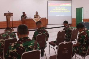Kasdim Kodim 0833/Kota Malang, Mayor Arm Chaerul, berpesan agar anggota Koramil dapat memahami penggunaan iSIKHNAS. (ist) - Dispangtan Sosialisasi Penggunaan iSIKHNAS Anggota Koramil