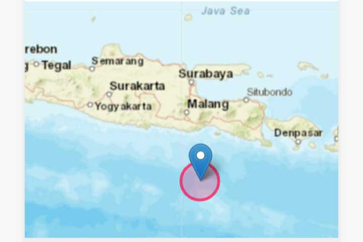 Titik gempa. (ist) - Gempa 5,4 Magnitudo dan 22 Gempa Susulan Guncang Lumajang dan Malang
