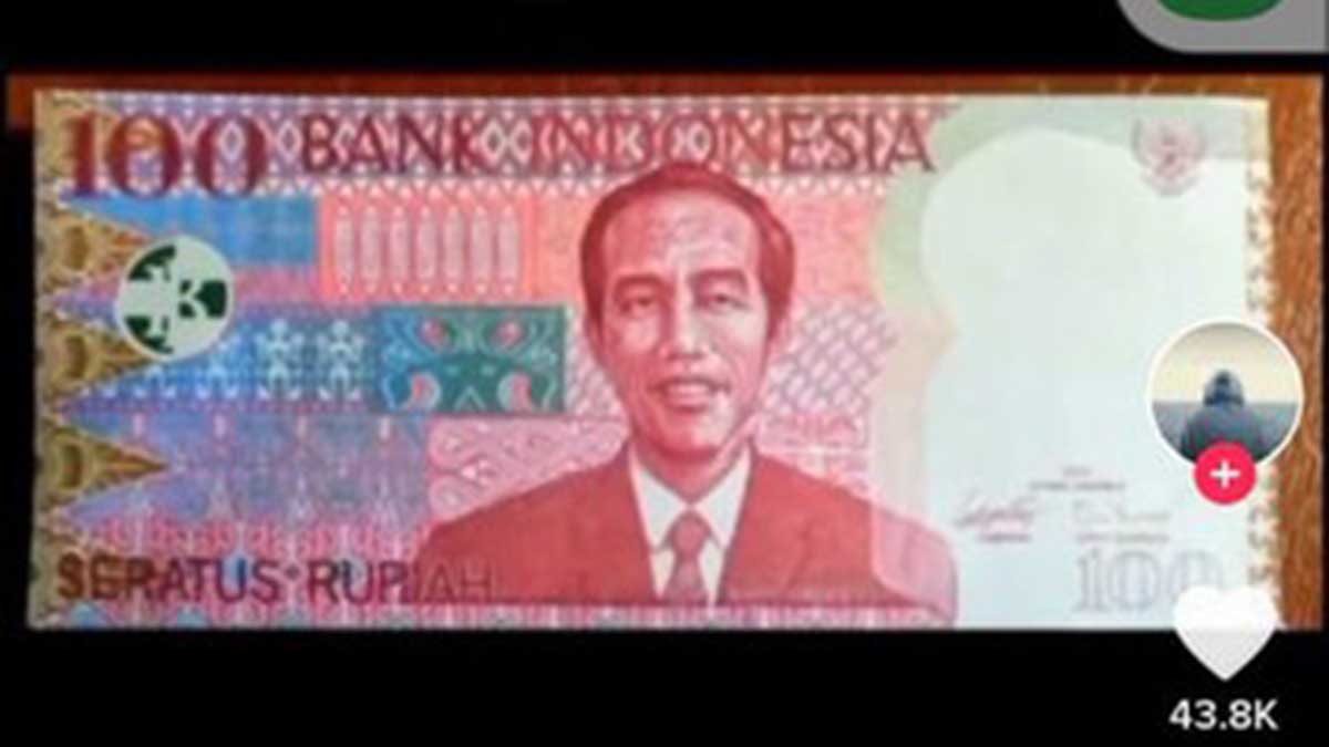 Uang bergambar Jokowi. (ist) - BI Tegaskan Uang Rp100 Bergambar Jokowi Hoax!