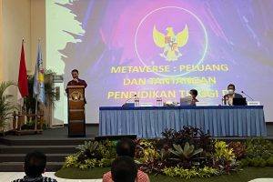 Wakil Ketua MPR RI, Ahmad Basarah saat memberikan materi dalam Seminar Nasional di ITN Malang. (bim) - Ahmad Basarah Serukan Nilai-nilai Pancasila sebagai Pondasi Hadapi Kemajuan Teknologi
