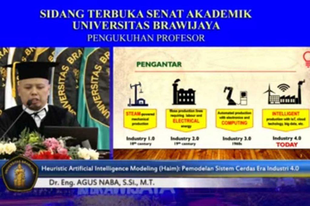 Prof DrEng Agus Naba SSi MT, dalam pidato pengukuhan Guru Besar-nya. (ist) - UB Kukuhkan Prof Agus Naba dan Prof Asep Awaludin Prihanto
