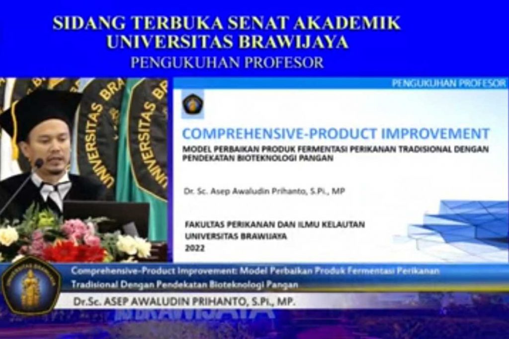 Prof DrSc Asep Awaludin Prihanto SPi MP, dalam pidato pengukuhan Guru Besar-nya. (ist) - UB Kukuhkan Prof Agus Naba dan Prof Asep Awaludin Prihanto