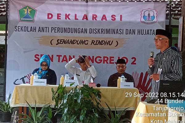 Deklarasi Sekolah Anti Perundungan 'Senandung Rindhu'. (ist) - Babinsa Tanjungrejo Dampingi Deklarasi Sekolah Anti Perundungan 'Senandung Rindhu'