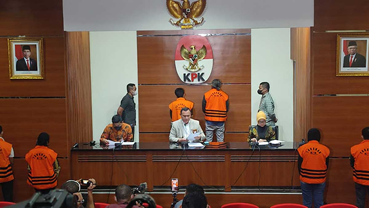 Konferensi pers KPK. (ist) - Hakim Agung Sudrajad Dimyati Jadi Tersangka Suap, KPK Minta Serahkan Diri