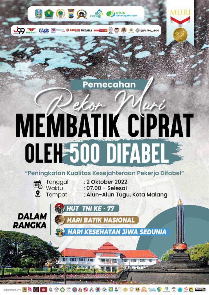 Rekor MURI Membatik Ciprat oleh 500 difabel. (ist) - Ratusan Difabel Bakal Pecahkan Rekor MURI Batik Ciprat