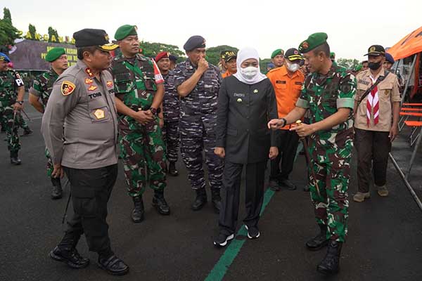 Forkopimda Jawa Timur Gelar Apel Kesiapsiagaan Penanggulangan Bencana Alam di Lapangan Brawijaya Makodam V/Brawijaya