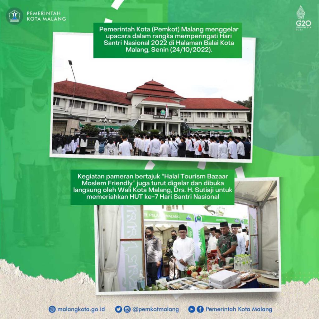 Upacara Hari Santri Nasional 2022 dan Pameran Halal Tourism Bazaar Moslem Friendly. (ist) - Sederet Agenda Pemkot Malang, Semarakkan Hari Santri Nasional 2022