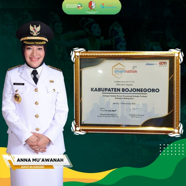 bojonegoro raih penghargaan smart economy terbaik terbaik di ajang isna 2022