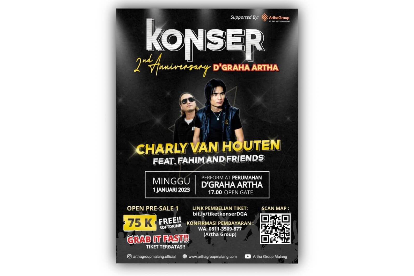 pamflet konser charly di ulang tahun dgraha artha
