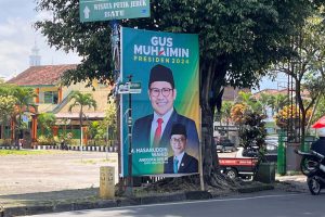 salah satu banner cak imin presiden 2024 di sudut kota malang