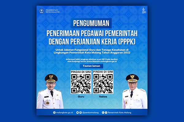Tangkapan layar, mengenai informasi penerimaan P3K oleh Pemkot Malang. (bim) - Buka Penerimaan P3K, Pemkot Malang Butuh 301 Guru dan 26 Nakes
