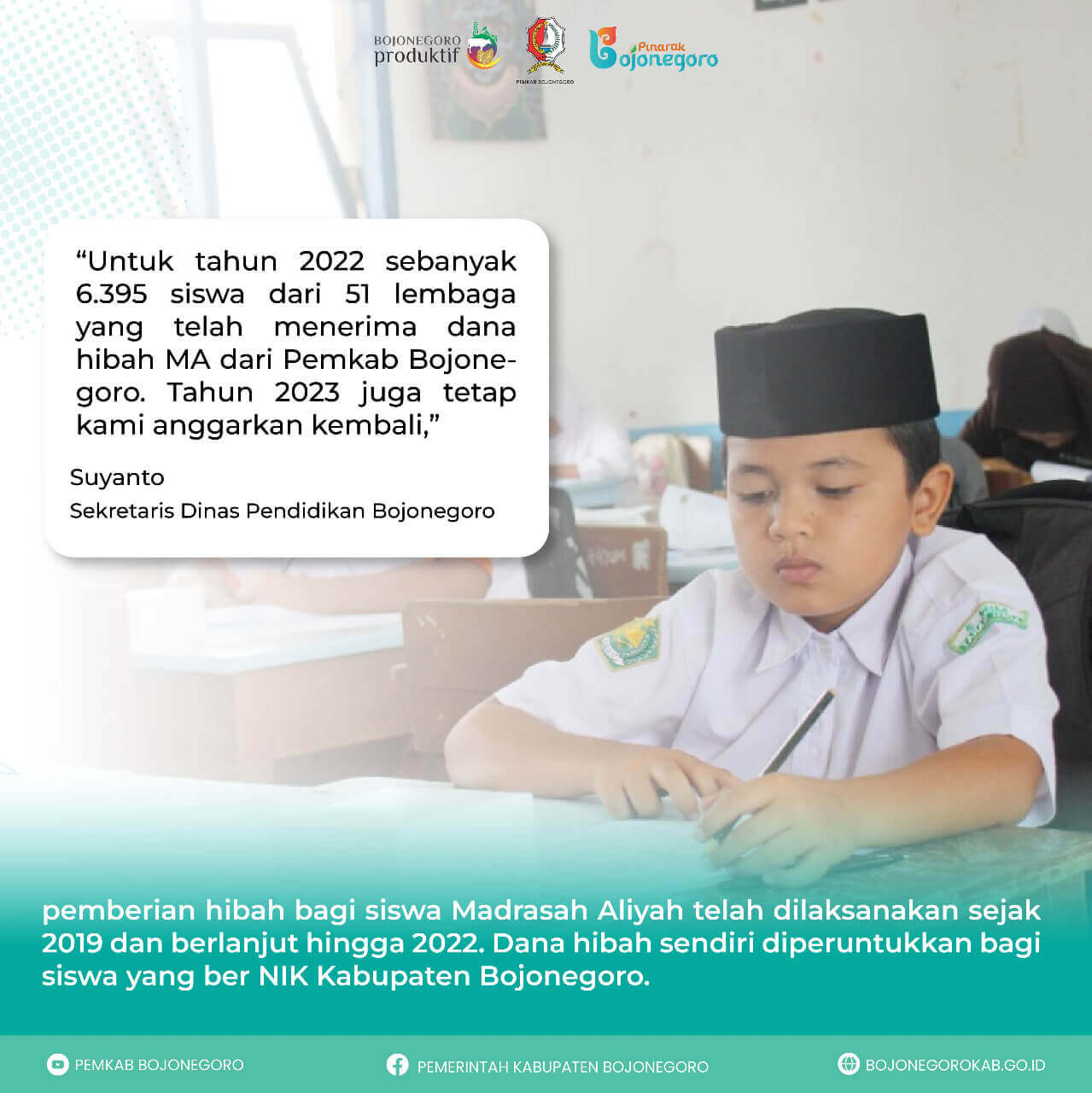pemkab bojonegoro beri dana hibah kepada siswa madrasah aliyah