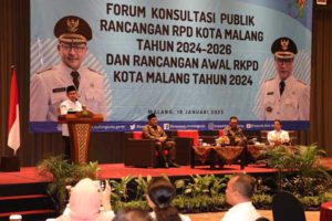 Wali Kota Malang membuka Forum Konsultasi Publik Rancangan RPD dan RKPD di Hotel Savana, Rabu (18/1/2023). (ws7) - Pemkot Malang Prioritaskan 8 Area Sektor Pembangunan Daya Saing Tinggi