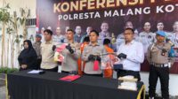 Rilis pencurian dengan kekerasan, Polresta Malang Kota. (wul) - Satu dari Empat Pelaku Curas Viral di Media Sosial Diringkus